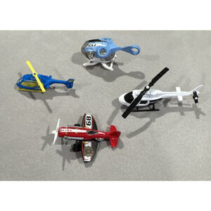 Lot Of 4 Hot Wheels Fastlane Maisto Die Cast Helicopters Airplane Toys Police